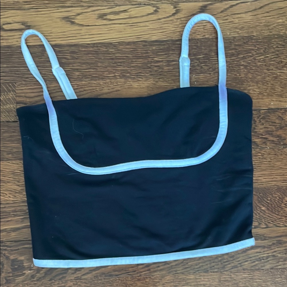 Black Crop Top with White Trim (MINOR STAINING!)
